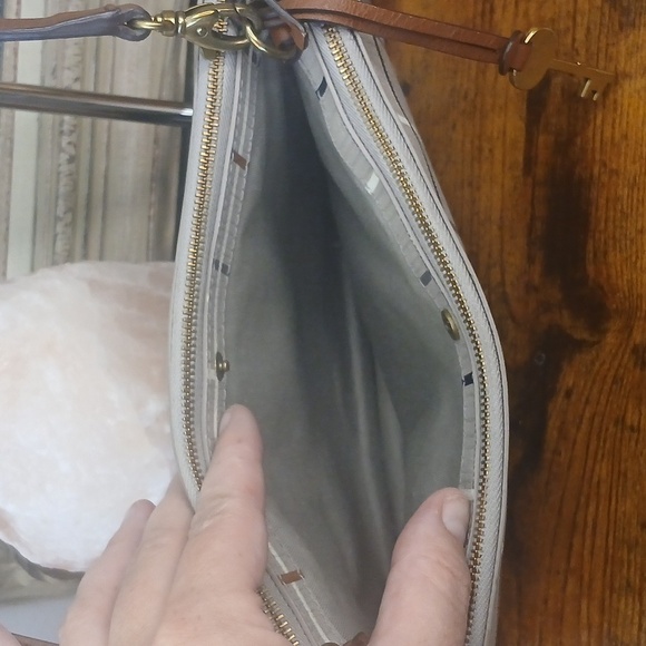 FIRM!!!! Fossil Women's Beige Plaid Shoulder Bag - Picture 7 of 17